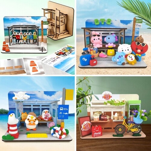 미니어처 우드 배경판 하우스 만들기 세트 4호 정동진 여행