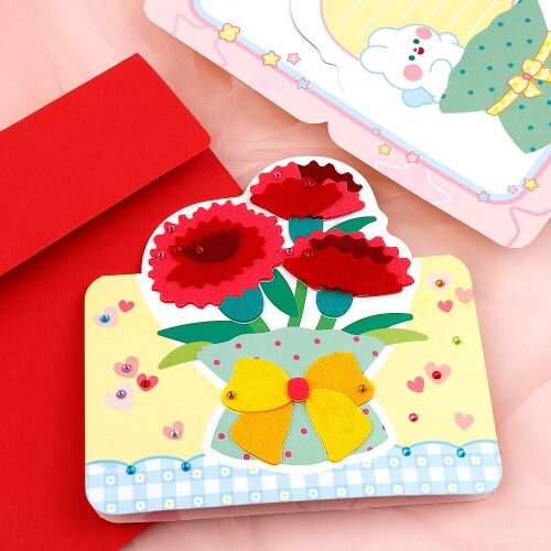 종이 펠트 카네이션 입체 카드 봉투 만들기 세트