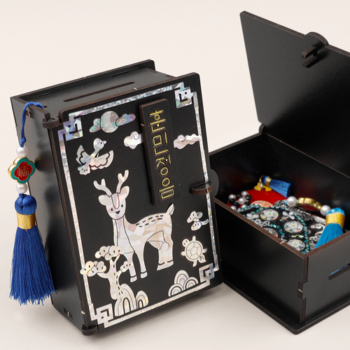 인쇄 우드 DIY 미니어처 검정 무지 훈민정음 보석함