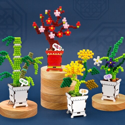 미니 디폼 블럭 입체 전통 사군자 매란국죽 화분 만들기 세트