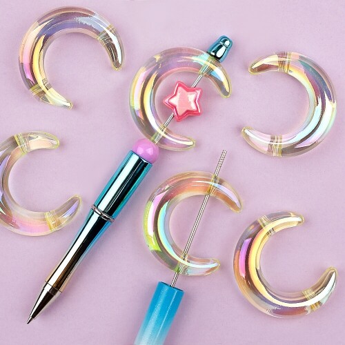 2개입 옐로우 칼라 초승달 장식 비즈