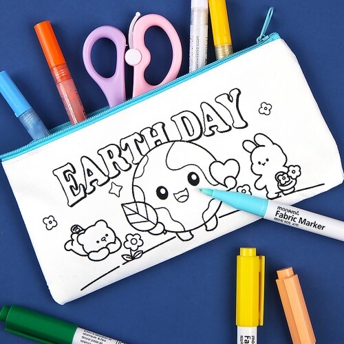 지구의 날 동물 색칠 패브릭 파우치 지퍼형