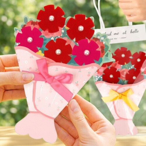 (MS) 펠트 카네이션 꽃다발 카드 (리뉴얼)