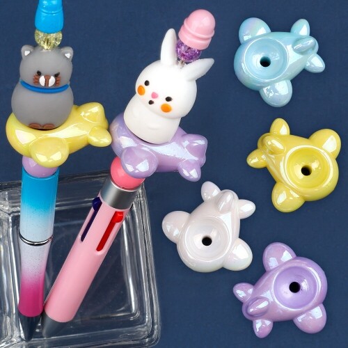 3개입 파스텔 칼라 오로라 비행기 장식 비즈