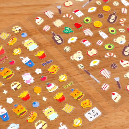 곰돌이 빵 간식 스티커 레진 네일 아트