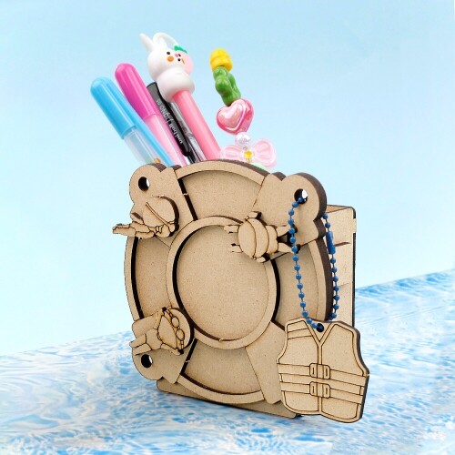 4개입 한정 판매 우드 DIY 미니어처 구명 튜브 연필 꽂이