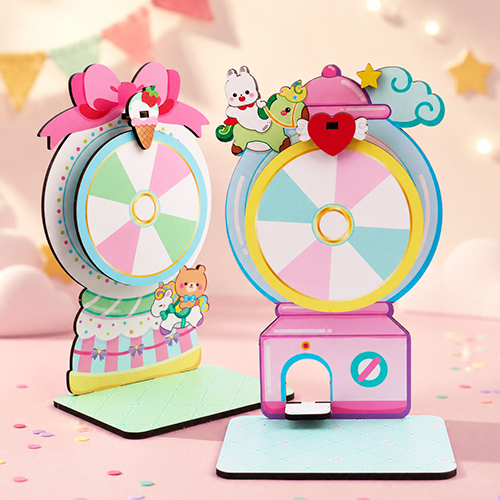 인쇄 우드 DIY 미니어처 유니콘 룰렛 게임 놀이