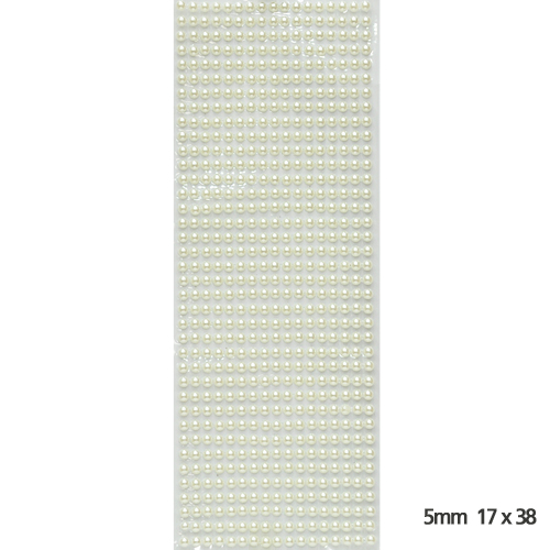 스티커 반구 크리스탈 화이트 진주 5mm 17x38cm