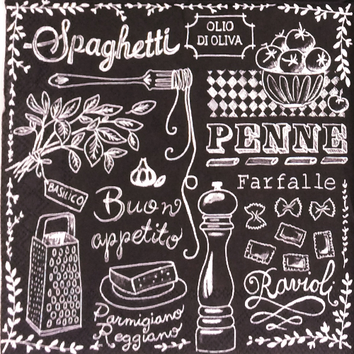 냅킨아트 599407 Cucina pasta black 냅킨20매 25x25cm 0396