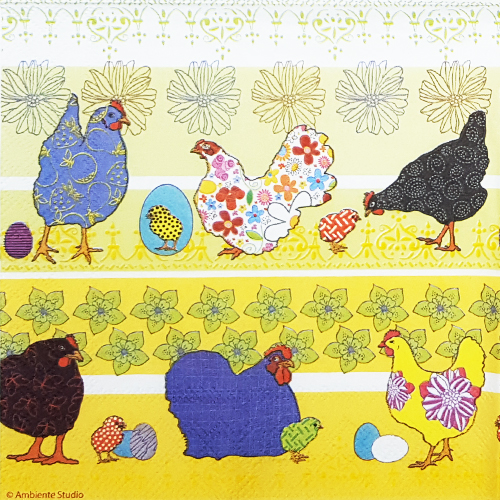 냅킨아트 13306676 modern chickens yellow 냅킨20매 33x33cm 1477