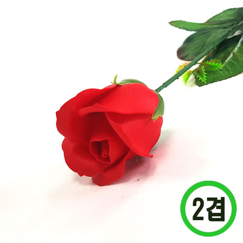 2겹 비누장미 빨강 꽃대미포함 6x6cm 50개입