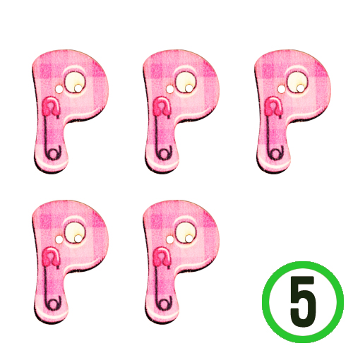 이니셜 알파벳 P 3.5cm 5개입