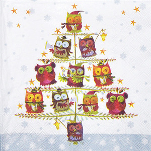 냅킨아트 33305055 Chrismas tree with owls 냅킨20매 33x33cm 0086