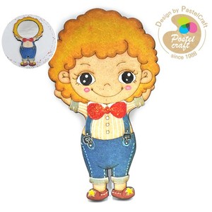 Q-026 조립형 팬시소품 DIY 뽀글이 소년 손거울 12x14cm